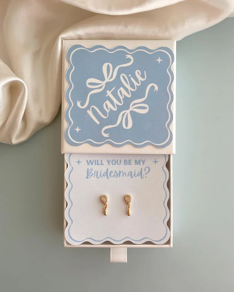 Personalized Bridesmaid Proposal Gift Box With Jewelry for Bridesmaid Light Blue Coastal Cowgirl ... | Etsy (US)