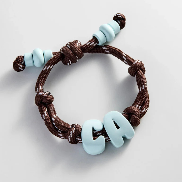 Knotty Enamel Initial Custom Bracelet - Brown/Blue Double Letter | BaubleBar