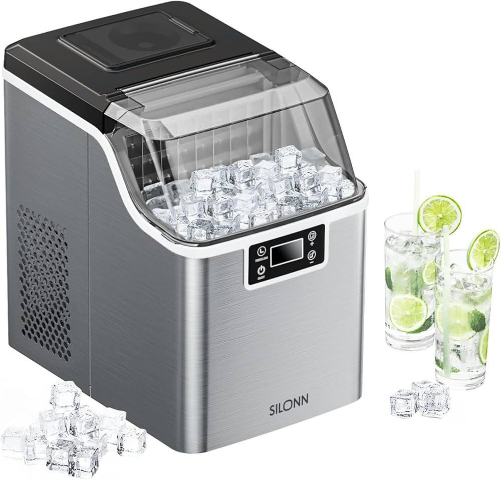 Silonn Countertop Ice Maker, 45lbs Per Day, 24Pcs Ice Cubes in 13 Min, 2 Ways to Add Water, Auto ... | Amazon (US)