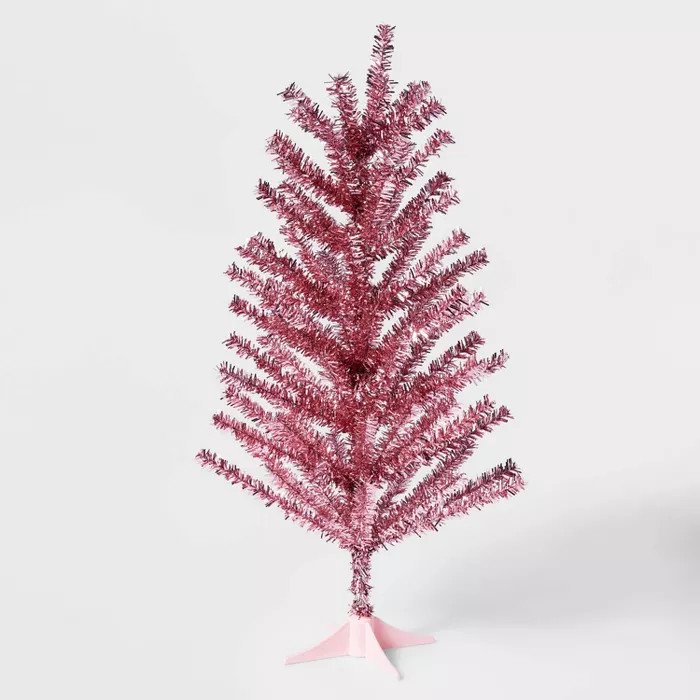 2ft Unlit Shiny Pink Tinsel Artificial Christmas Tree - Wondershop™ | Target