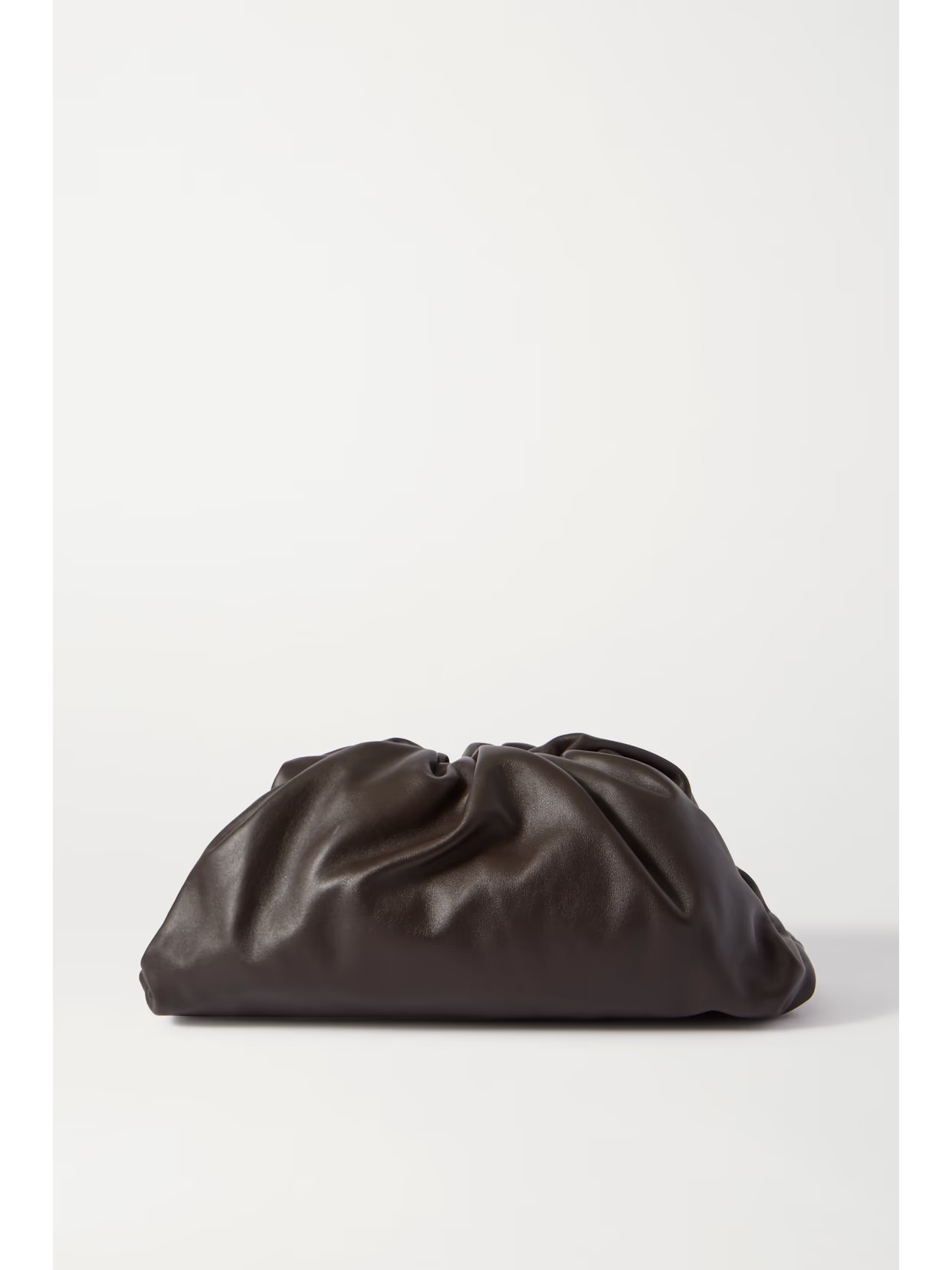 Bottega Veneta - The Pouch Large Gathered Leather Clutch - Brown | NET-A-PORTER (US)