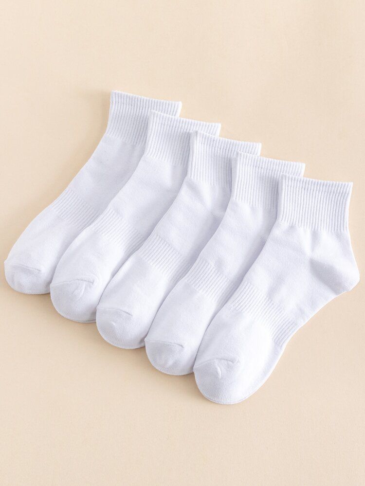 5pairs Simple Solid Socks | SHEIN