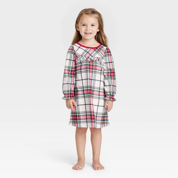 Toddler Holiday Plaid Flannel Matching Family Pajama NightGown - Wondershop™ White | Target