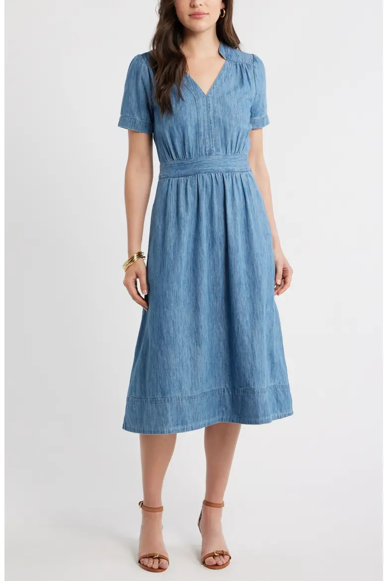 Cotton Chambray Midi Dress (Women) | Nordstrom | Nordstrom