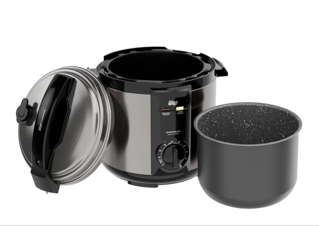 WAP Panela de Pressão Elétrica em Inox WPPE2 5 Litros, Revestimento Antiaderente, 9 Dispositivos de Segurança, 900W 220V

#LTKbrasil