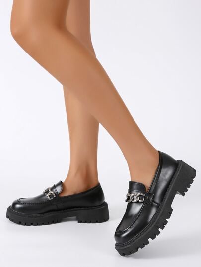 Chain Decor Wedge Loafers | SHEIN