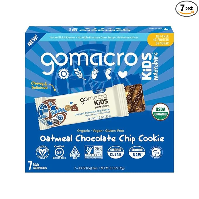 GoMacro Kids MacroBar Organic Vegan Snack Bars - Oatmeal Chocolate Chip Cookie (0.90 Ounce Bars, ... | Amazon (US)