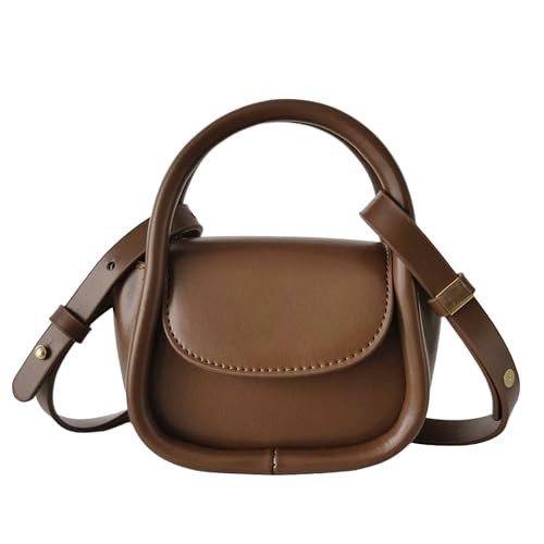 QHMCEXG Women's Mini Small Brown Cute Trendy Vegan Leather Crossbody Purse Bag with Shoulder Strap | Amazon (US)