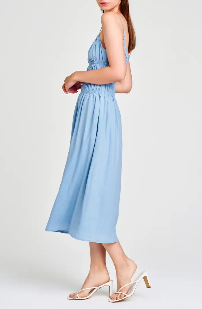 Isabelle Smocked Linen Blend Midi Sundress | Nordstrom