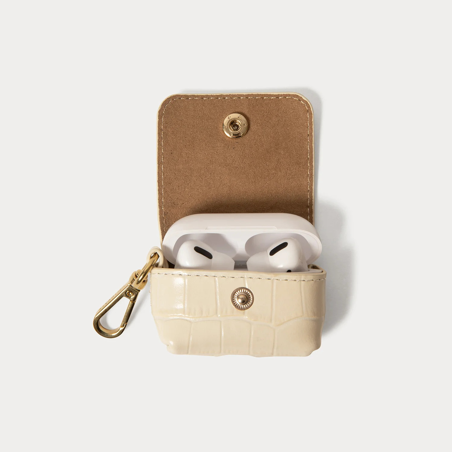 Avery AirPods Clip-On Pouch - Ivory Croc/Gold | Bandolier