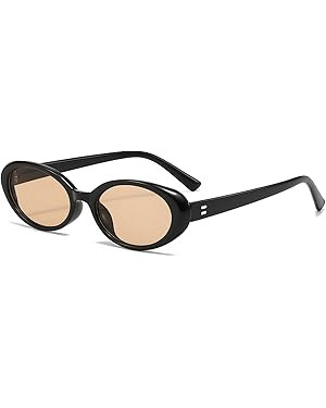 Retro Oval Sunglasses for Women Men Fashion Small Oval Sunglasses 90s Vintage Shades | Amazon (US)