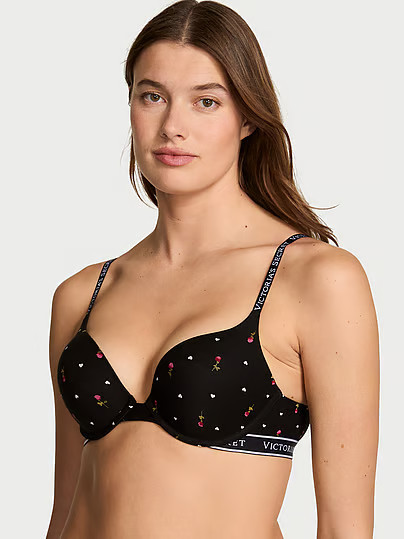 The T-shirt Bombshell Add-2-Cups Cotton Logo Push-Up Bra, Floral, 34C - Women's Bras - Victoria's Secret | Victoria's Secret (US / CA )
