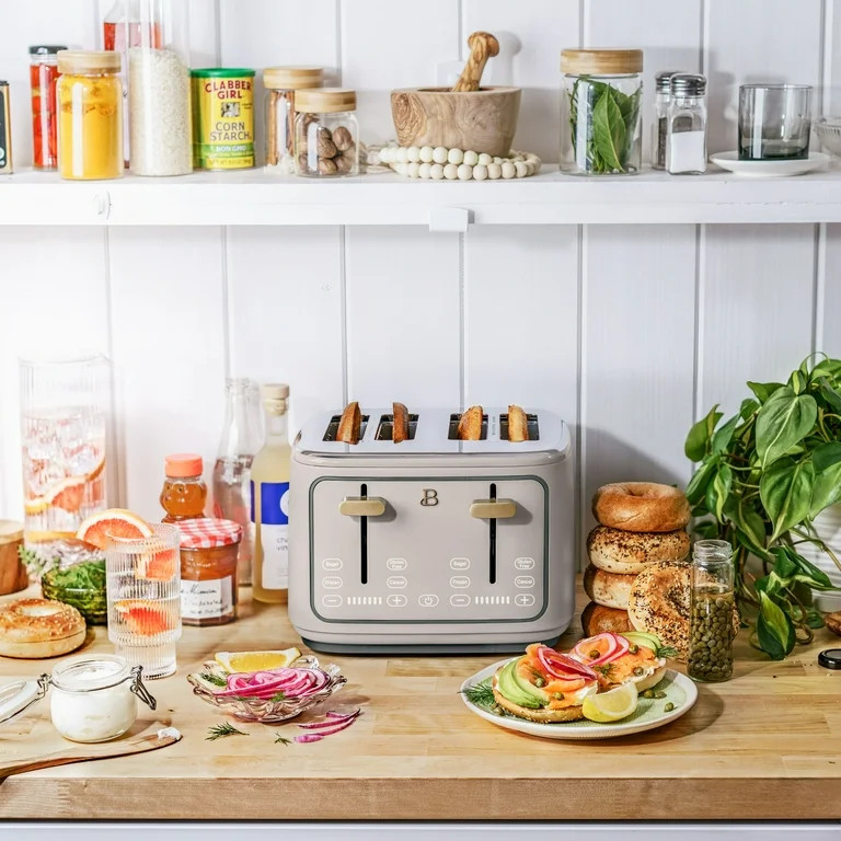 Beautiful 4-Slice Toaster with Touch-Activated Display, Porcini Taupe by Drew Barrymore | Walmart (US)