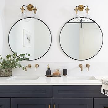 Amazon.com: Round Mirror, Black Round Mirror 30 Inch, Round Wall Mirror, Round Bathroom Mirror, C... | Amazon (US)
