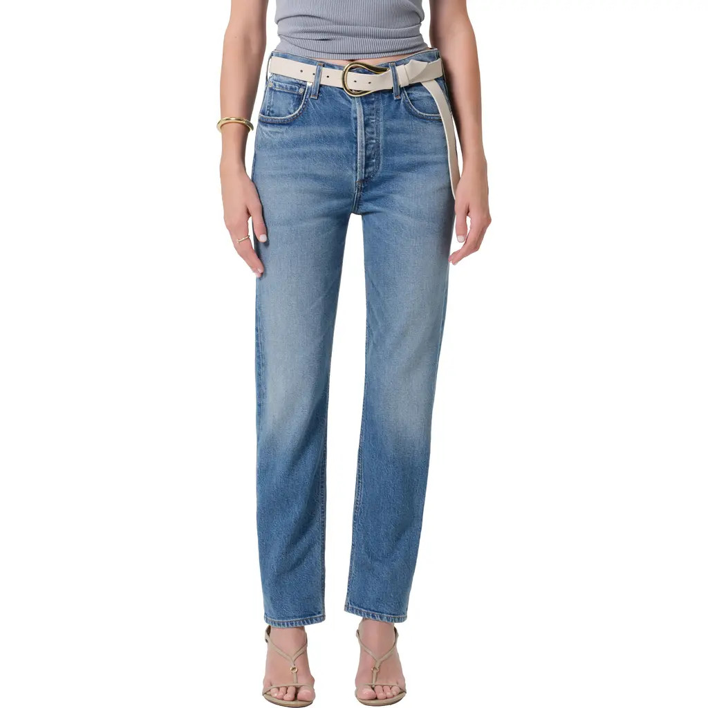 Citizens of Humanity Blaine High Waist Ankle Straight Leg Jeans in Alma Indigo at Nordstrom, Size 24 | Nordstrom