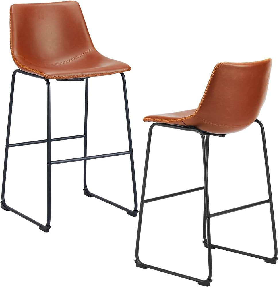 DUMOS 30 Inch Counter Height Bar Stools Set of 2, Modern Faux Leather High Barstools with Back an... | Amazon (US)
