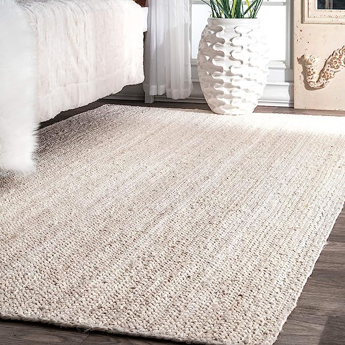 nuLOOM Rigo Hand Woven Farmhouse Jute Area Rug, 5' x 8', Off-white | Amazon (US)