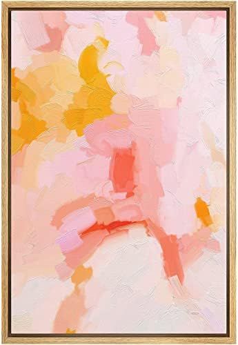 MUDECOR Framed Canvas Print Wall Art Pastel Pink & Orange Color Field Abstract Shapes Watercolor ... | Amazon (US)