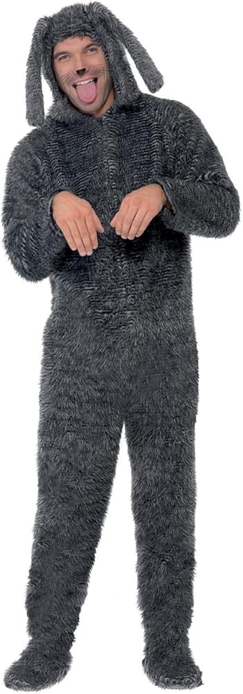 Smiffys mens Fluffy Dog Costume, Grey, L - US Size 42"-44" | Amazon (US)