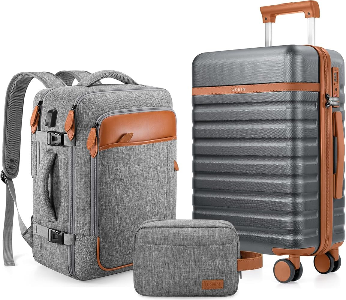 Luggage Sets 3 Piece, Carry On Luggage 20 Inch With Spinner Wheels,PC Hardside Suitcase Set with ... | Amazon (US)