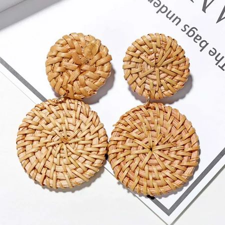Geometric Drop Korean Dangle Earrings For Women Girls Oversize Round Rattan Knit Gift New Style Jewe | Walmart (US)
