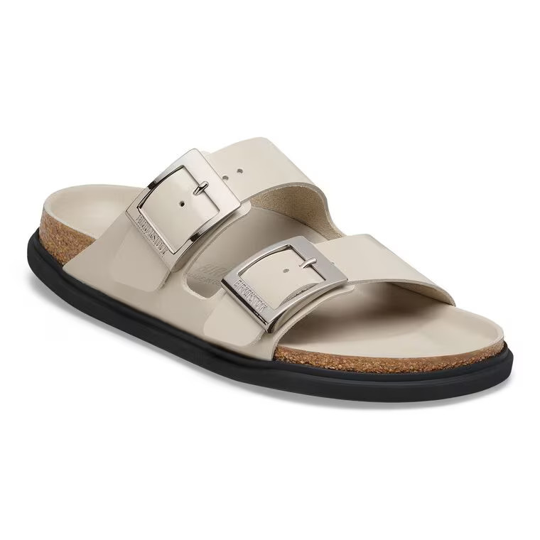 Arizona Droplet Buckle Natural Leather Patent High Shine New Beige | BIRKENSTOCK | Birkenstock USA