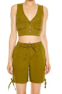 Cropped Twill Cargo Vest | Forever 21