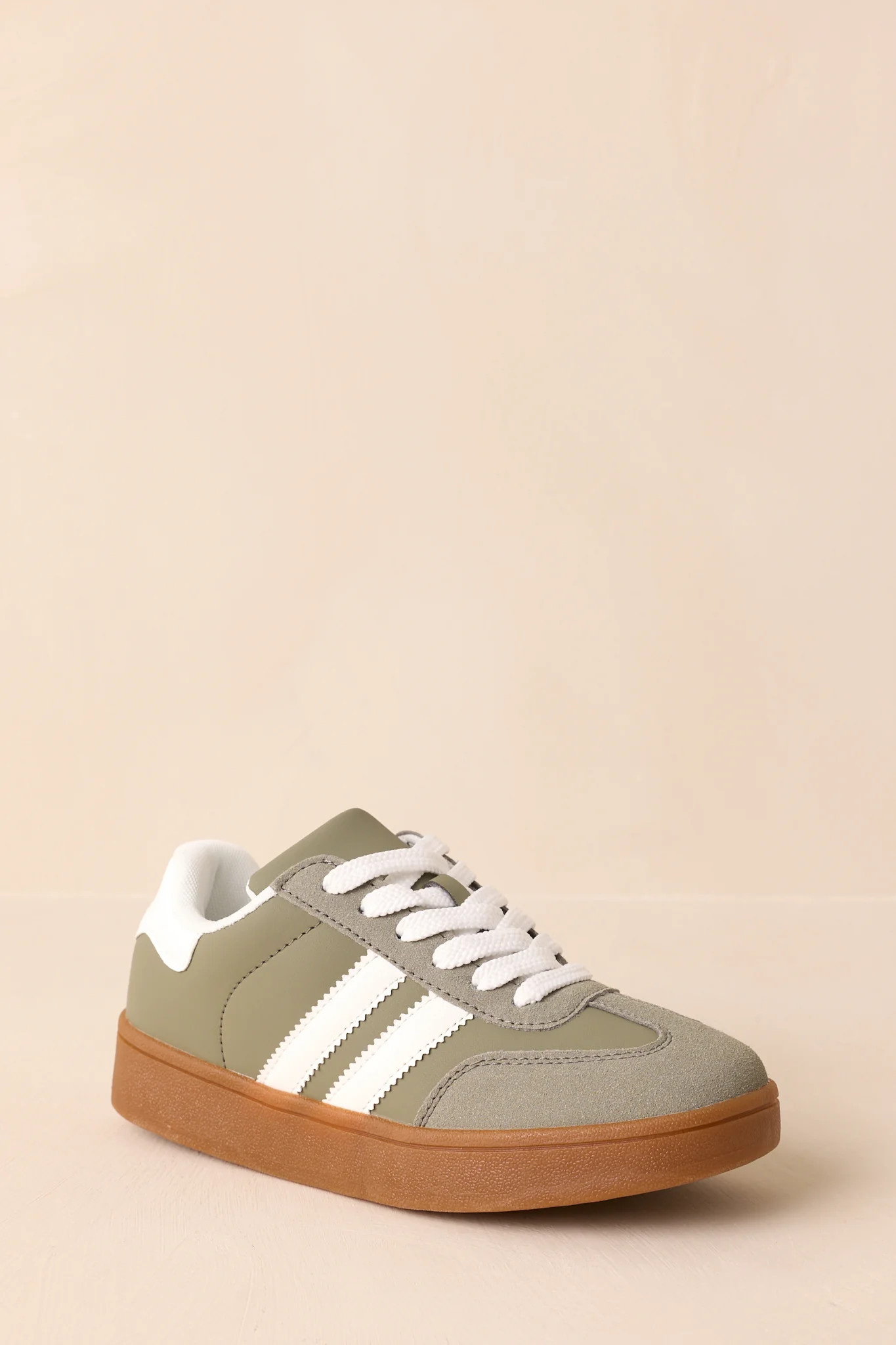 Chasing Chill Light Green Faux Leather and Suede Lace-Up Sneakers | Red Dress