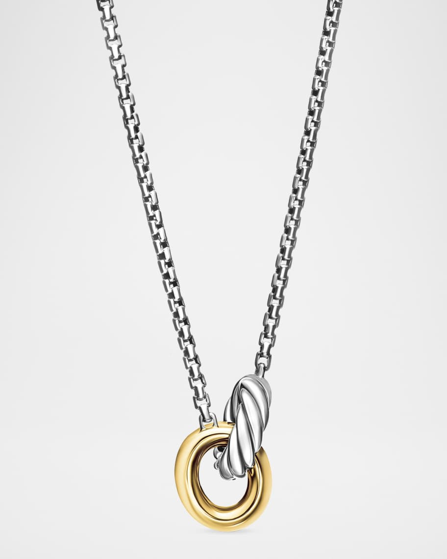 David Yurman Petite Cable Linked Necklace in Silver and 14K Gold, 15-17"L | Neiman Marcus