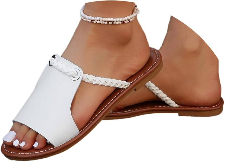 Onsoyours Damen Sommer Sandalen Flache Bequem Slipper Freizeitschuhe Strandsandalen Elegante R\u0... | Amazon (DE)