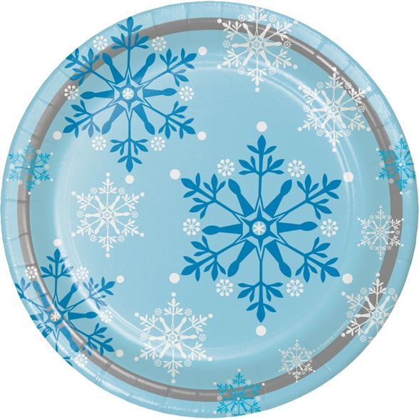 Snowflake Swirls Paper Plates Blue | Target
