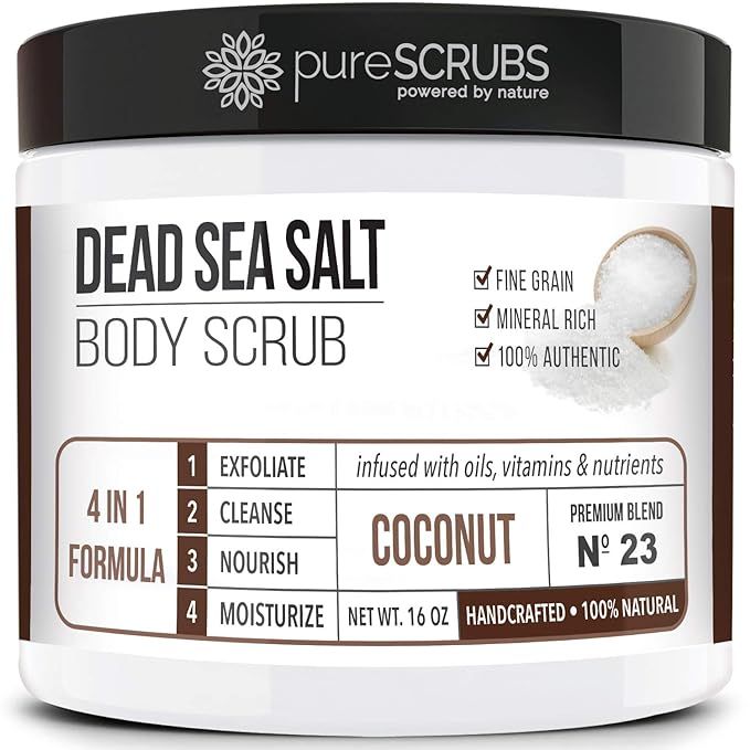 pureSCRUBS Premium Organic Body Scrub Set - Large 16oz COCONUT BODY SCRUB - Dead Sea Salt Infused... | Amazon (US)