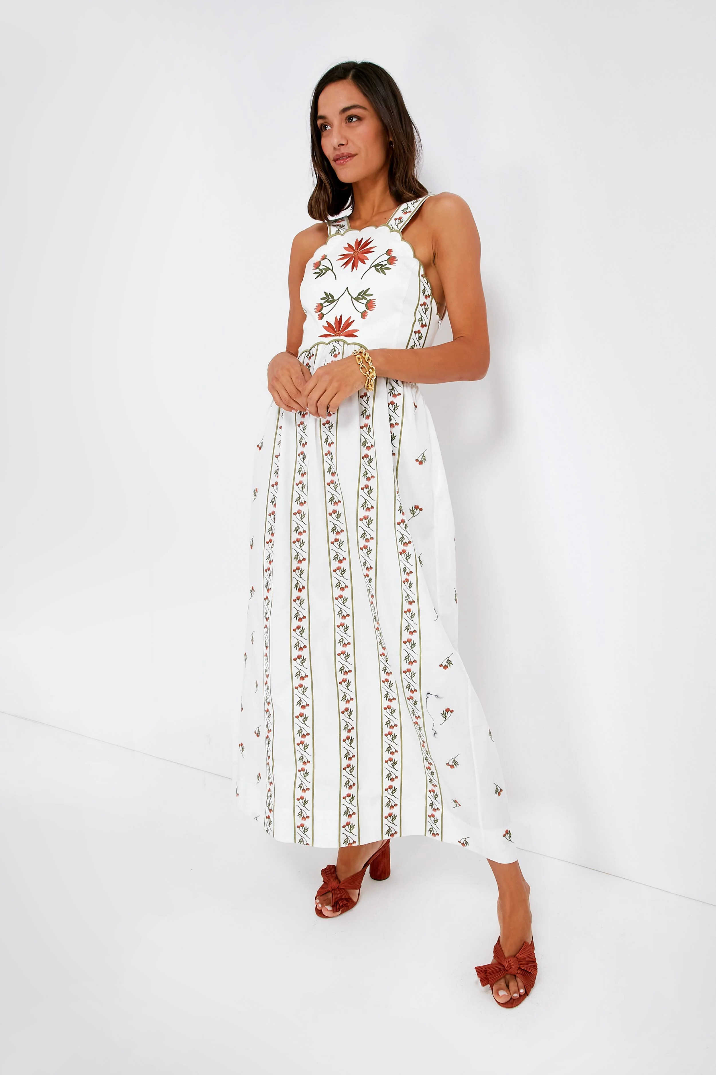 Botanical Embroidery On Off- White Cotton Amber Dress | Tuckernuck (US)