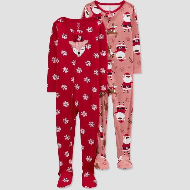 Carter's Just One You® Toddler Girls' Santa Footed Pajama - Pink | Target