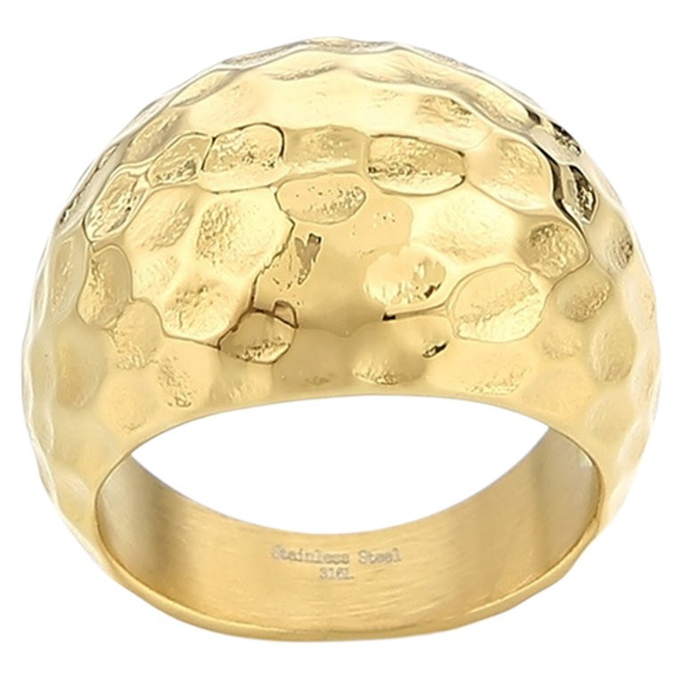 PAMTIER Stainless Steel Vintage Hammered Domed Textured Rings for Men Chunky Statement Wedding Ba... | Walmart (US)