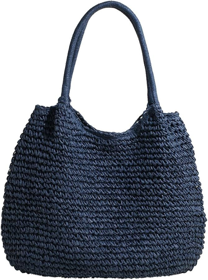 TIAASTAP Straw Bag Beach Bags for Women - Raffia Tote Bag Woven Shoulder Bag Lightweight Beach Handbag Summer Straw Holiday Bag for Travel Vocation | Amazon (UK)