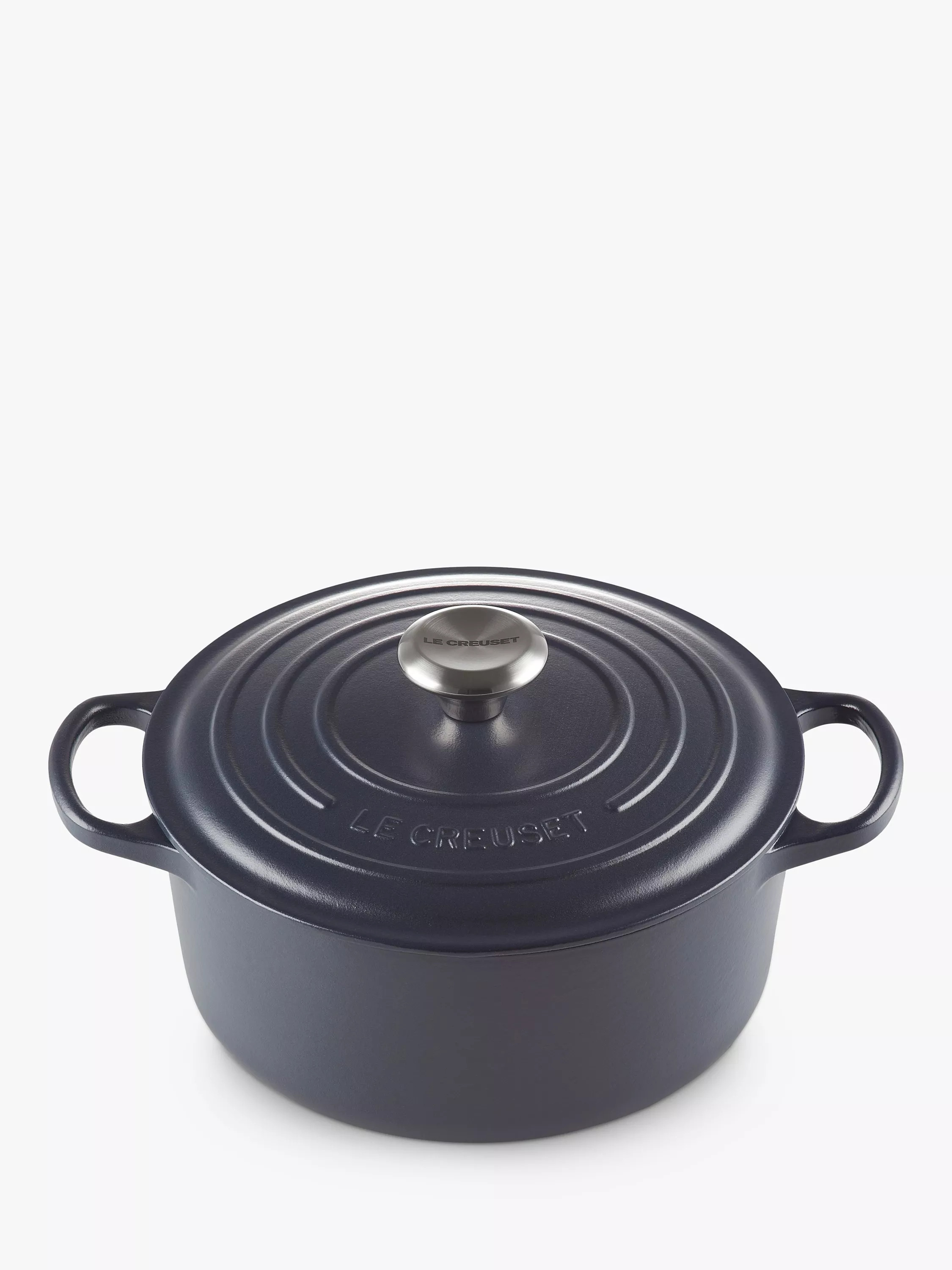 Le CreusetSignature Cast Iron Round Casserole, Navy | John Lewis (UK)