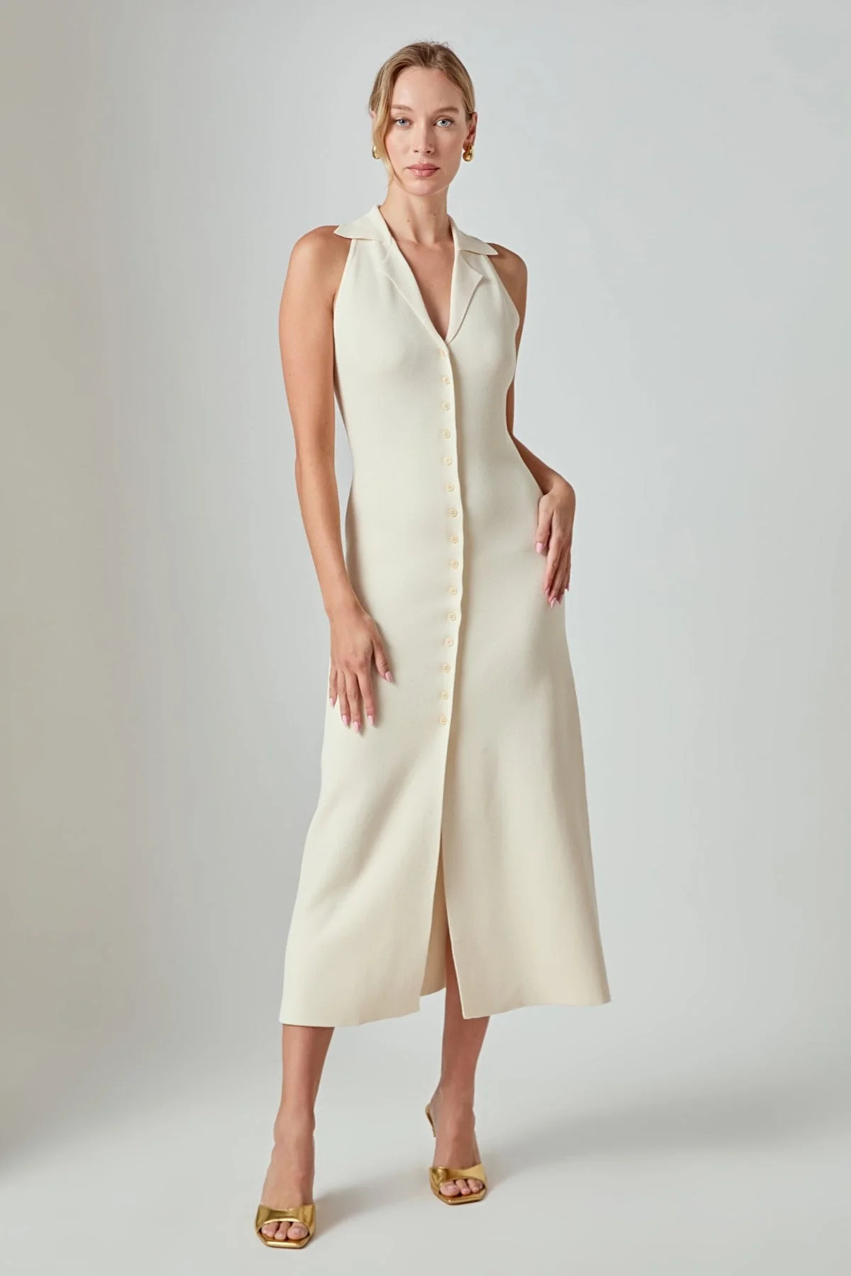 Knit Collared Midi Dress | OBJECTRARE