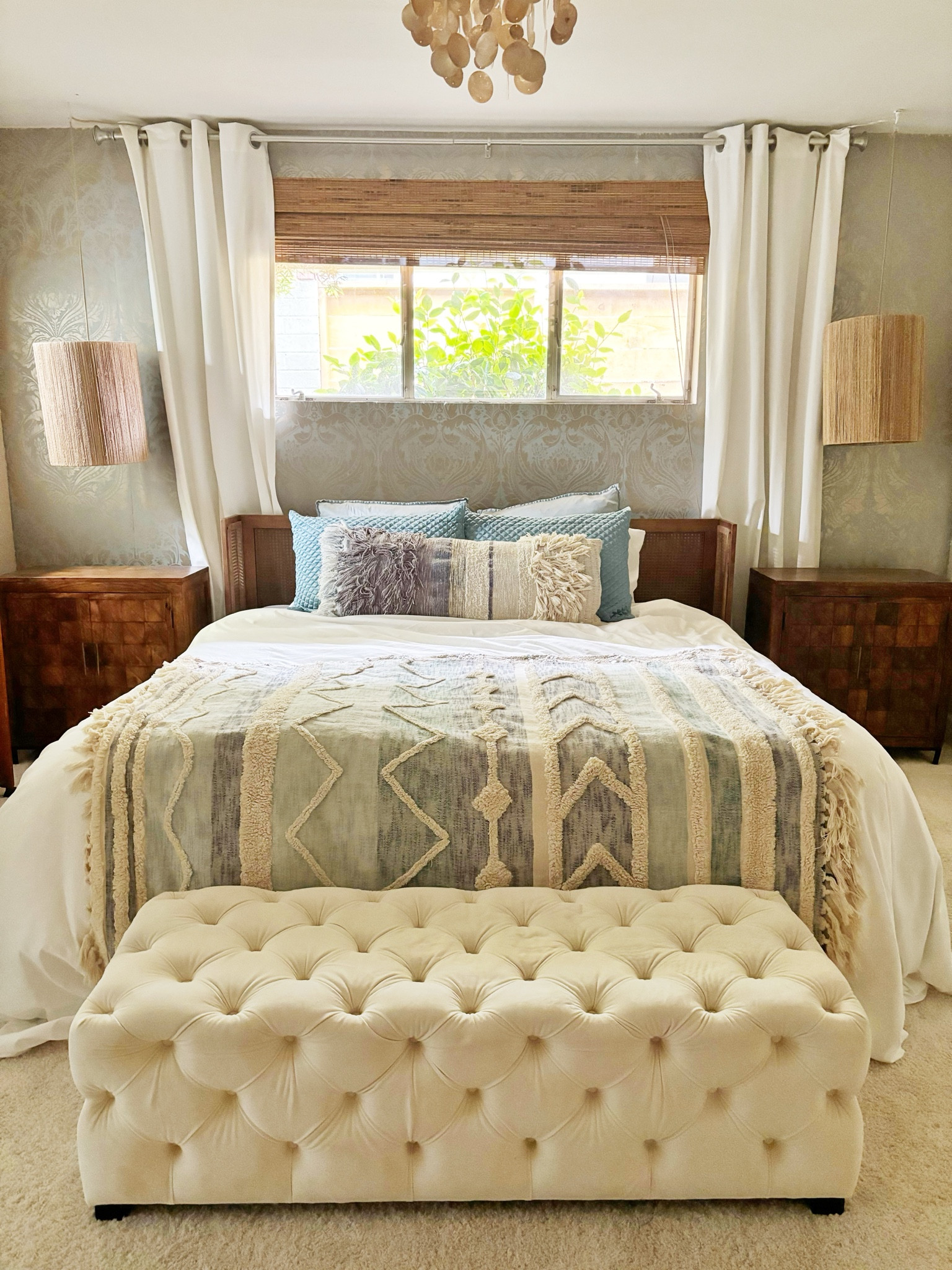 Little bedroom refresh!  We ended up taking our white canopy style bed to the desert house and getting a rattan, low profile bed and a new Tempurpedic matttress!  This bed is not as photogenic but we like it better overall.  I will also tag the other wood low profile bed we just bought for the desert house- very affordable and looks cute too!  More pics of that project to come soon.  

#LTKHome