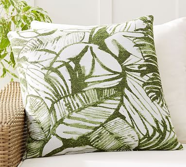 Sunbrella® All Over Palm Leaf Indoor/Outdoor Pillow | Pottery Barn (US)