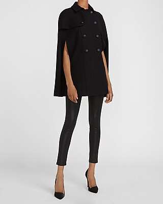 Double Breasted Wool-Blend Cape Coat | Express