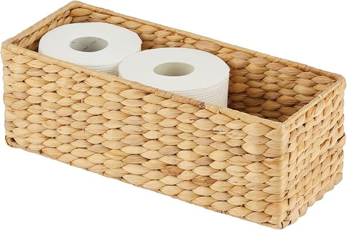 mDesign Natural Woven Water Hyacinth Bathroom Toliet Roll Holder Storage Organizer Basket Bin; Us... | Amazon (US)