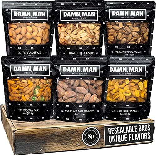 Amazon.com : Nuts Gift Basket for Men – 6 Small Batch Gourmet Nut Varieties in Resealable Bags,... | Amazon (US)