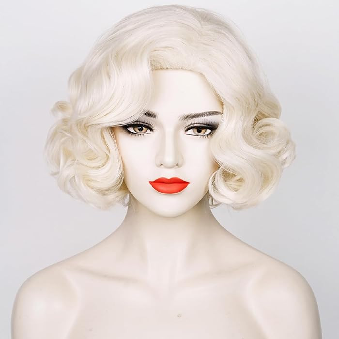 Wiggy Mermaid Short Blonde Curly Wig for Women, Finger Wave Wig 1920s Platinum Blonde Vintage Fla... | Amazon (US)