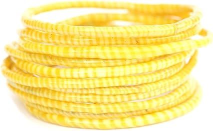 10 White with Yellow Recycled Flip-Flop Bracelets Hand Made in Mali, West Africa | Amazon (US)