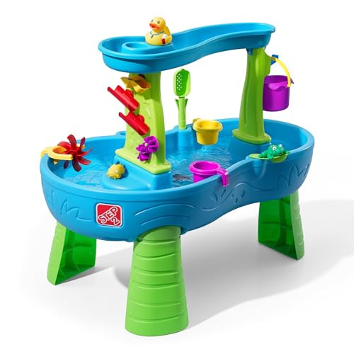 Step2 Rain Showers Splash Pond Water Table, Kids Water and Sand Activity Sensory Playset, Summer Outdoor Toys, 13 Piece Water Toy Accessories, For Toddlers 1.5+ Years Old, Blue & Green | Amazon (US)