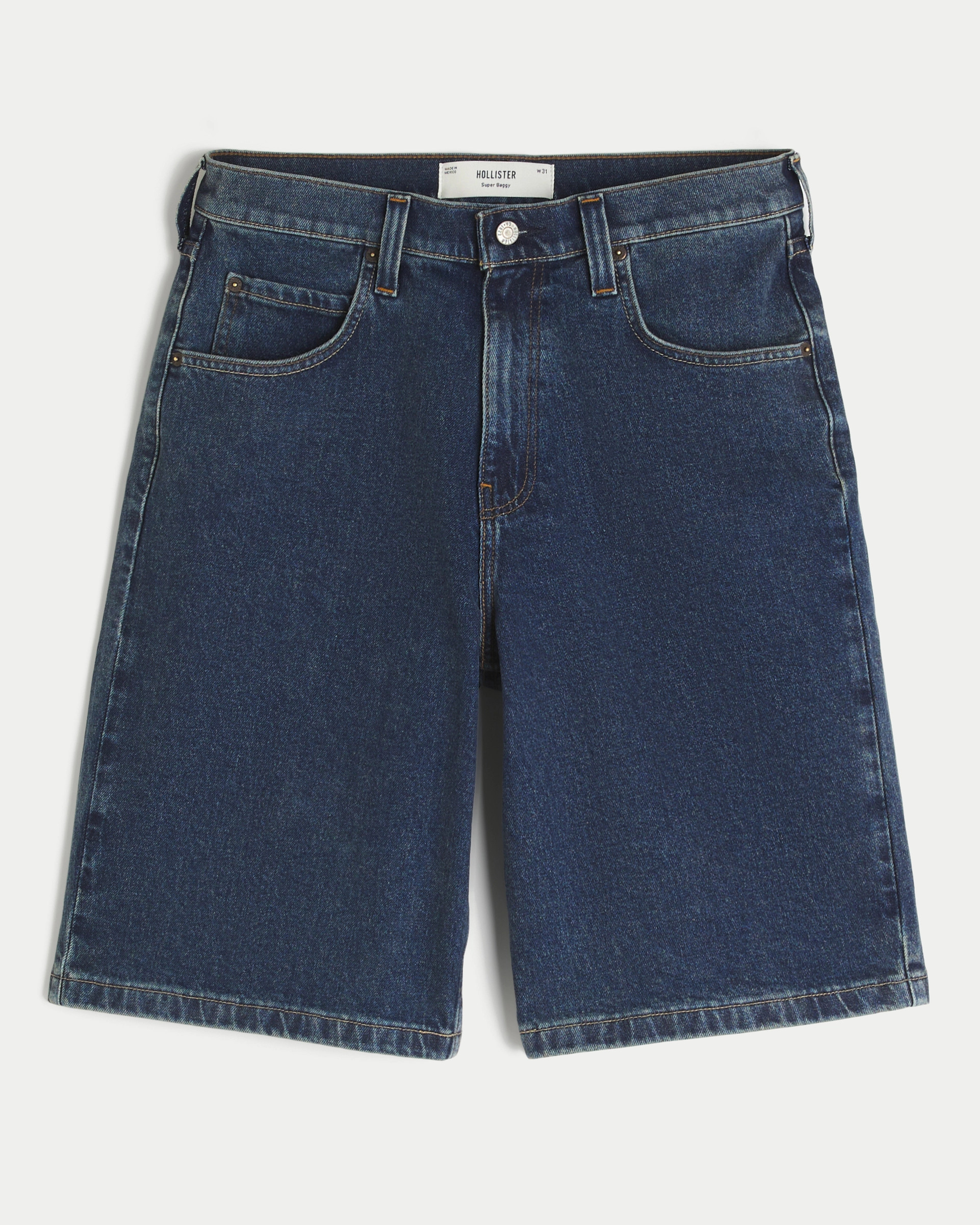 Dark Wash Super Baggy Jean Shorts | Hollister (US)