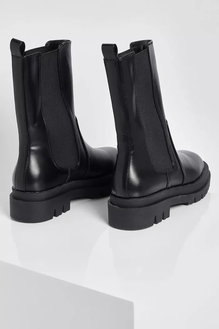 Calf High Chunky Sole Chelsea Boots | Boohoo.com (UK & IE)