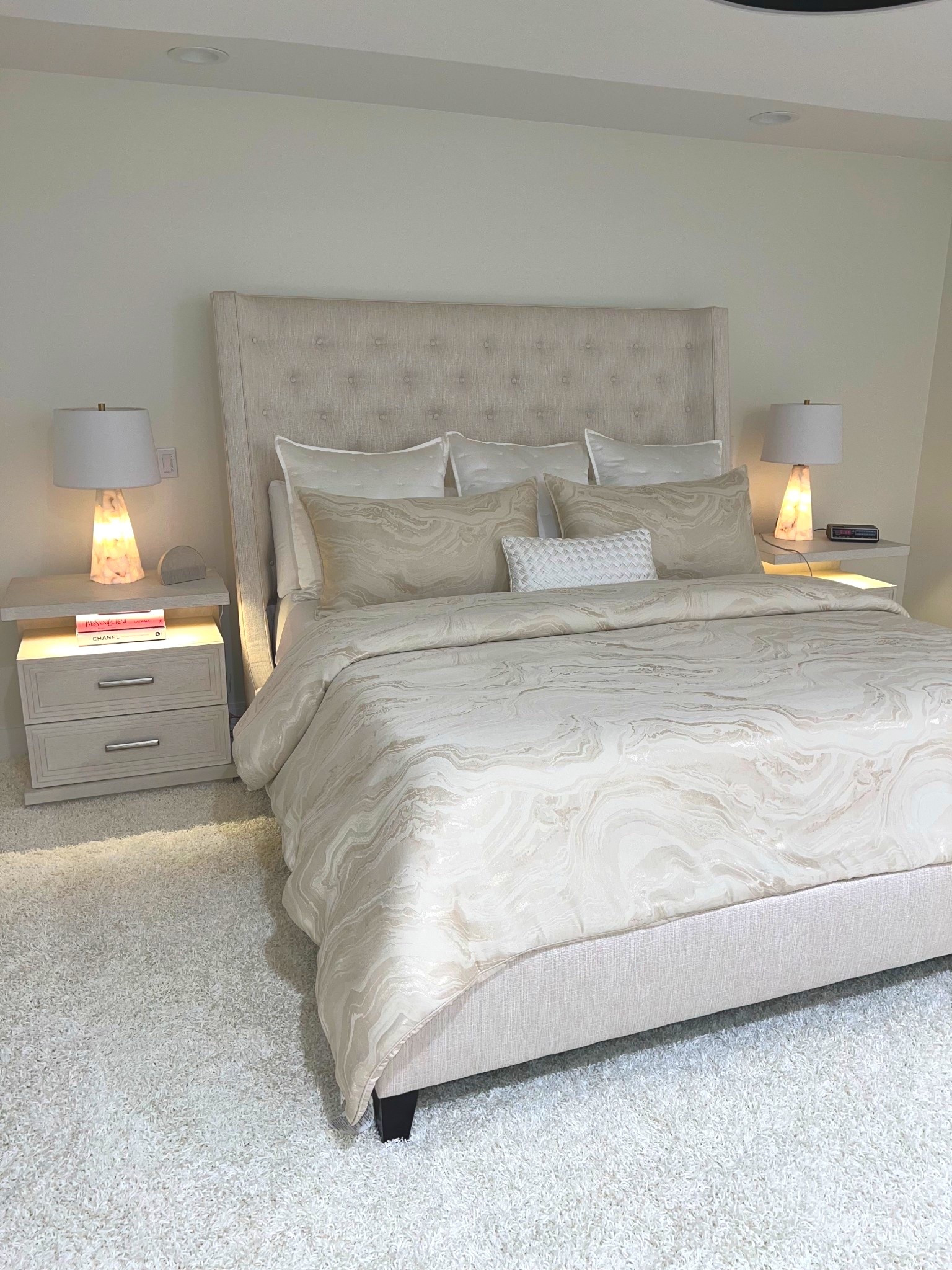 I found bedding to be super difficult! I struggled to find something that felt elegant and cozy! But when I saw this set at Macys I knew it was perfect for our bedroom! They showed it with the Gold color euro shams and throw pillows but I preferred the white!!! On major sale right now!! 

#LTKSaleAlert #LTKHoliday #LTKHome