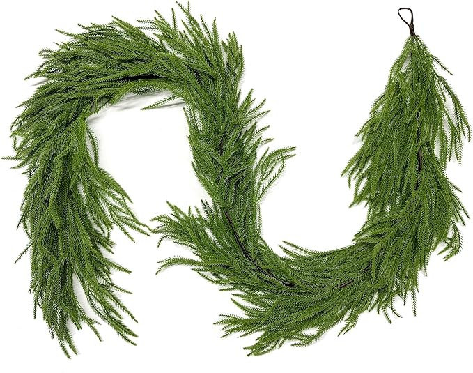 9FT Christmas Garlands Norfolk Pine Garland Real Touch Artificial Faux Greenery Garland for Holid... | Amazon (US)